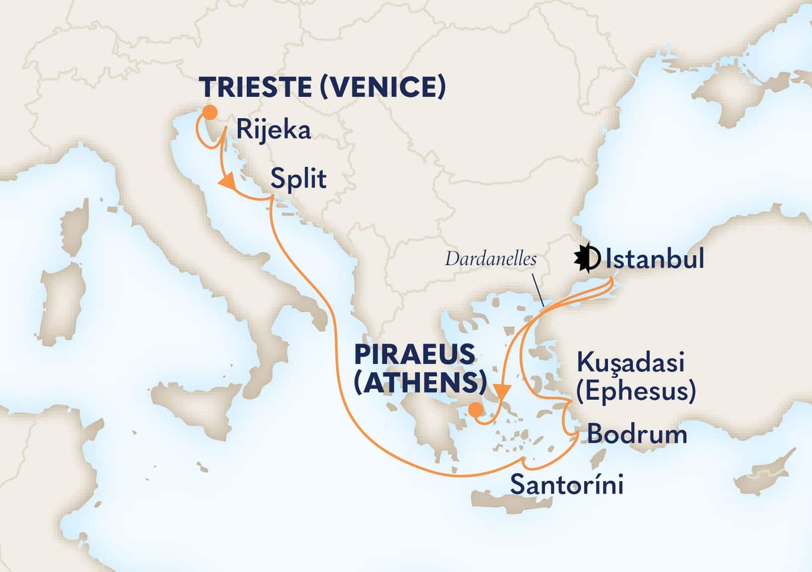 10 nights Mediterranean cruise on Oosterdam
from ๐ฎ๐น Trieste to ๐ฌ๐ท Athens