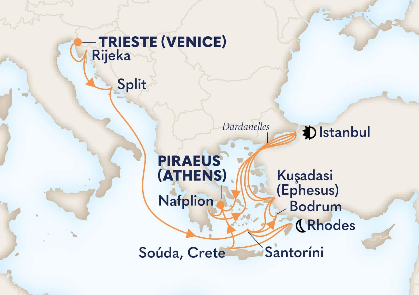 21 nights Mediterranean cruise on Oosterdam
from ๐ฎ๐น Trieste to ๐ฌ๐ท Athens