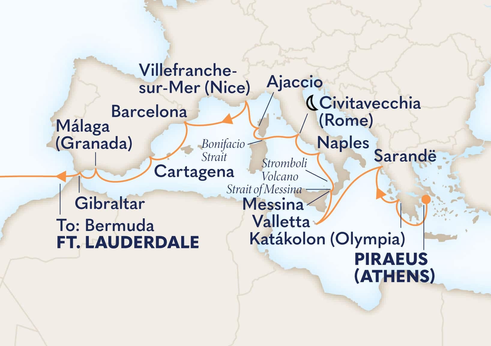 25 nights Mediterranean cruise on Oosterdam
from ๐ฌ๐ท Athens to ๐บ๐ธ Fort Lauderdale