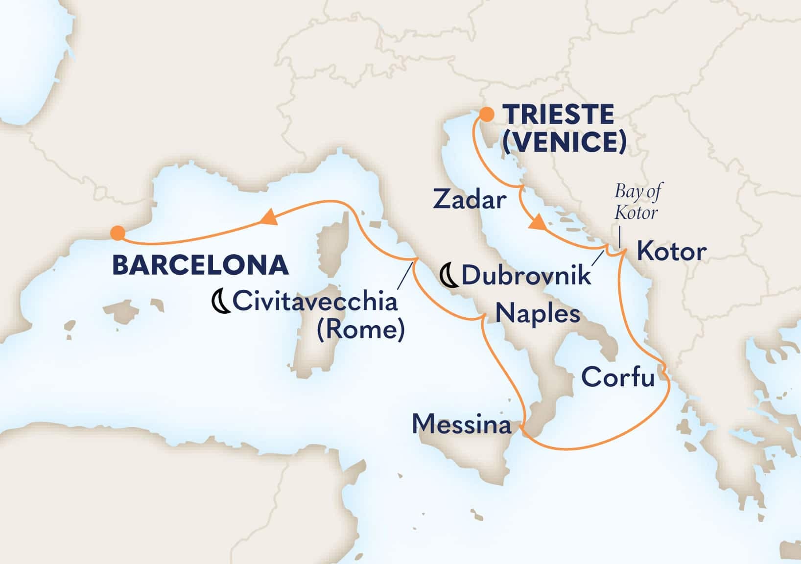 10 nights Mediterranean cruise on Oosterdam
from ๐ฎ๐น Trieste to ๐ช๐ธ Barcelona