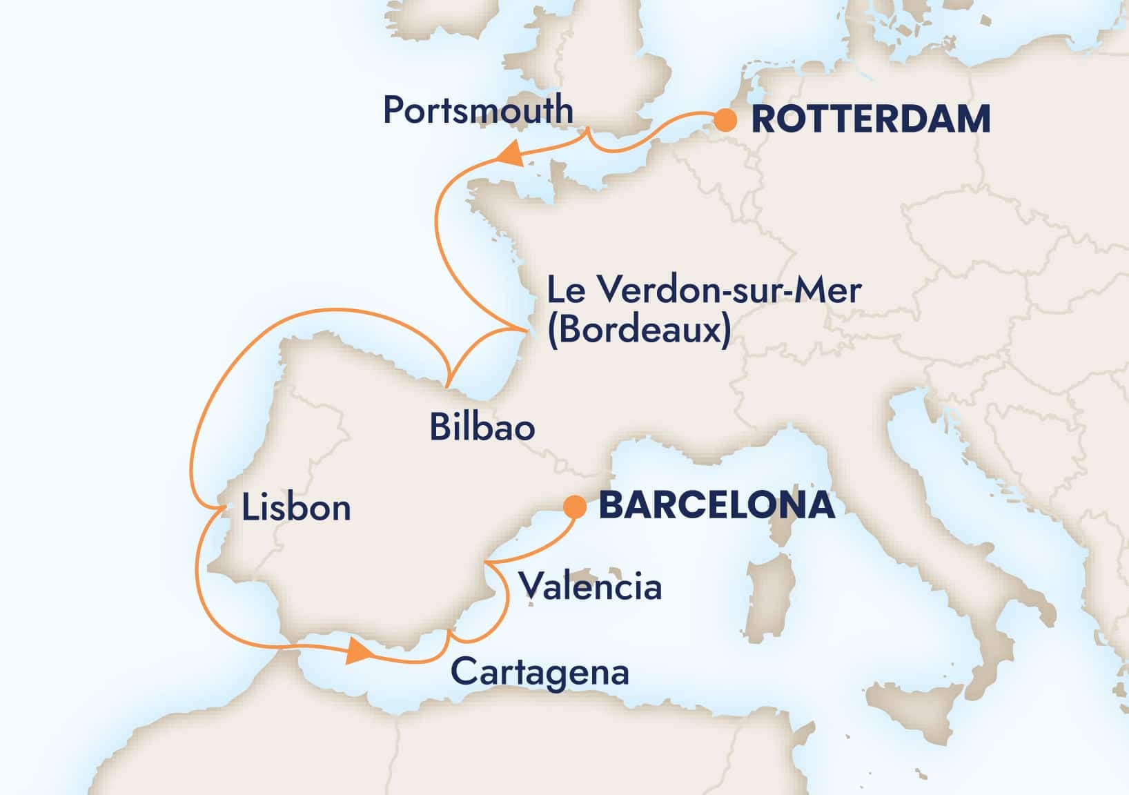 10 nights Mediterranean cruise on Rotterdam
from 🇳🇱 Rotterdam to 🇪🇸 Barcelona