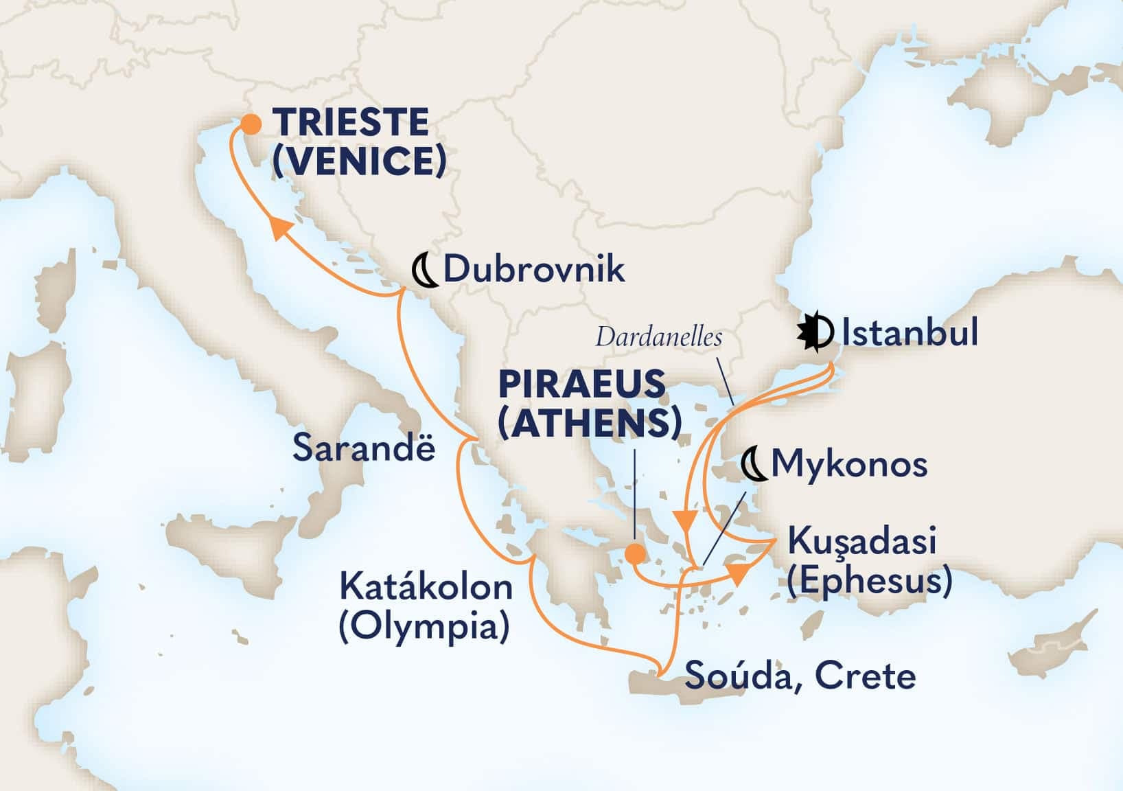 11 nights Mediterranean cruise on Oosterdam
from 🇬🇷 Athens to 🇮🇹 Trieste
