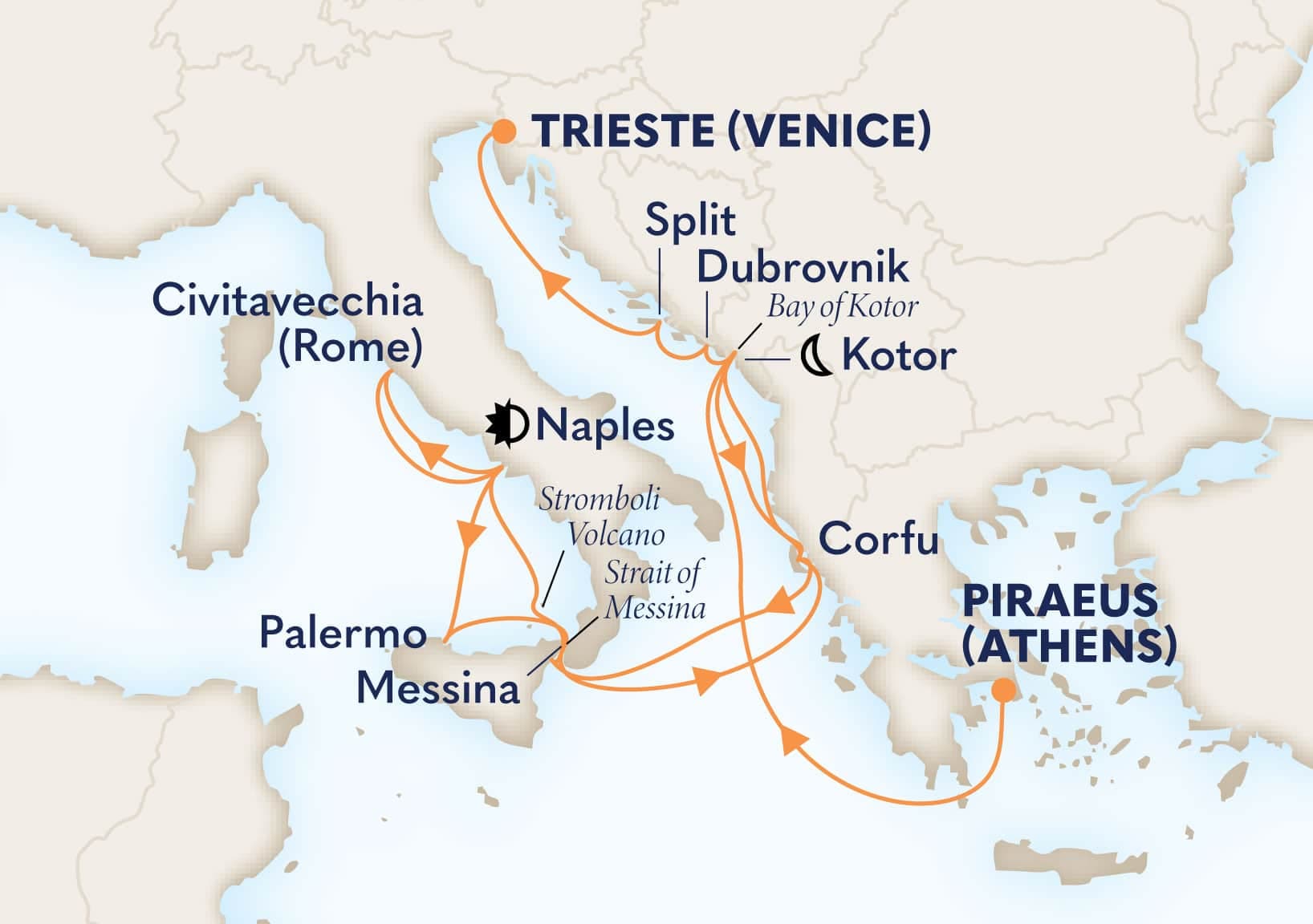 17 nights Mediterranean cruise on Oosterdam
from ๐ฌ๐ท Athens to ๐ฎ๐น Trieste