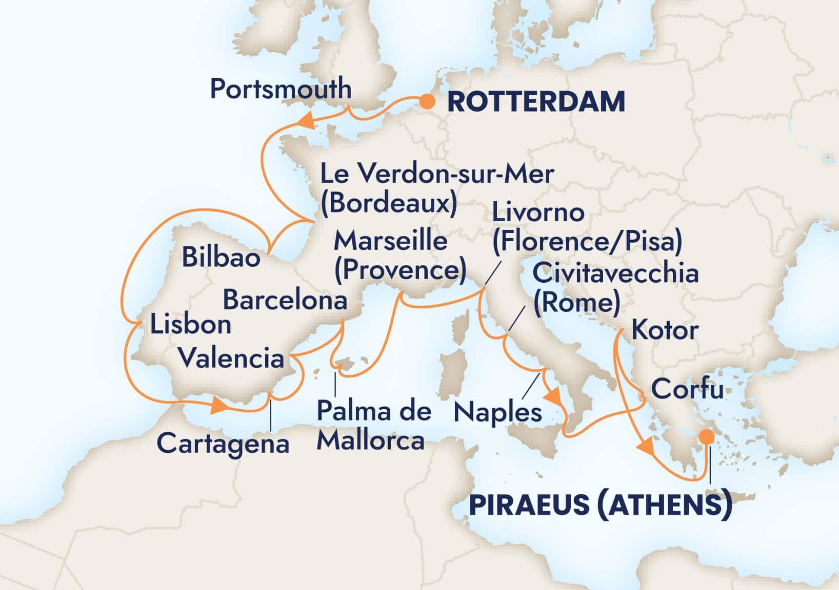 21 nights Mediterranean cruise on Rotterdam
from ๐ณ๐ฑ Rotterdam to ๐ฌ๐ท Athens