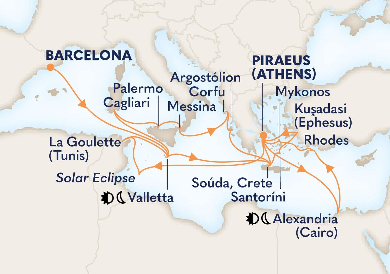 28 nights Mediterranean cruise on Oosterdam
from ๐ช๐ธ Barcelona to ๐ฌ๐ท Athens