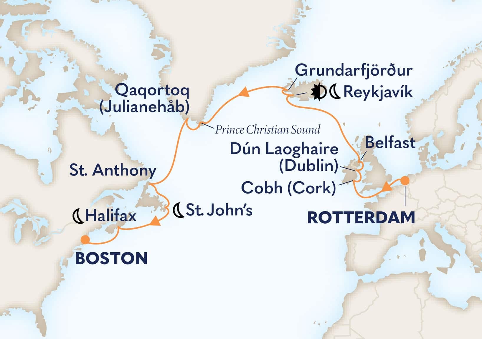 18 nights Mediterranean cruise on Volendam
from ๐ณ๐ฑ Rotterdam to ๐บ๐ธ Boston