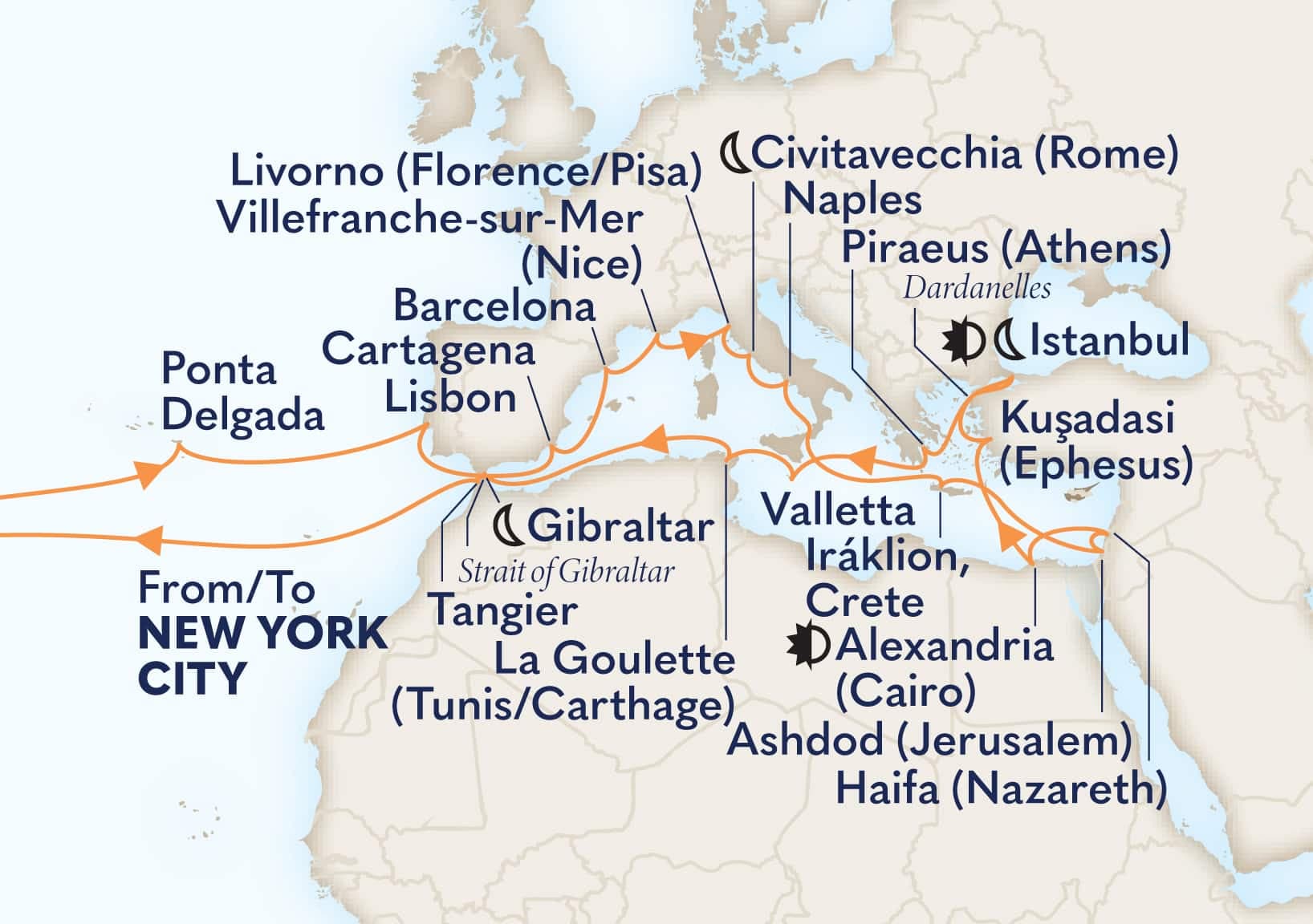44 nights Mediterranean cruise on Volendam
from ๐บ๐ธ New York