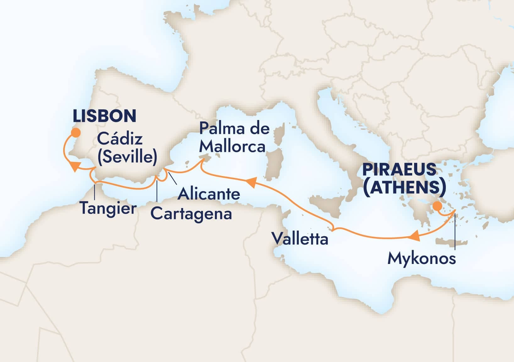 10 nights Mediterranean cruise on Nieuw Statendam
from ๐ฌ๐ท Athens to ๐ต๐น Lisbon