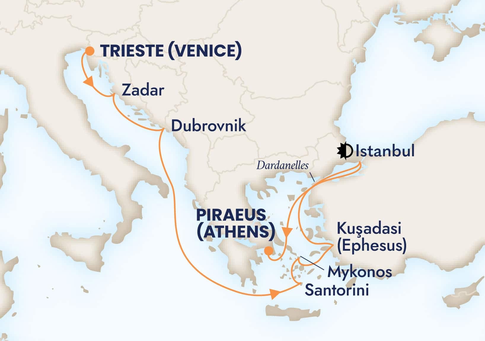 10 nights Mediterranean cruise on Nieuw Amsterdam
from ๐ฎ๐น Trieste to ๐ฌ๐ท Athens