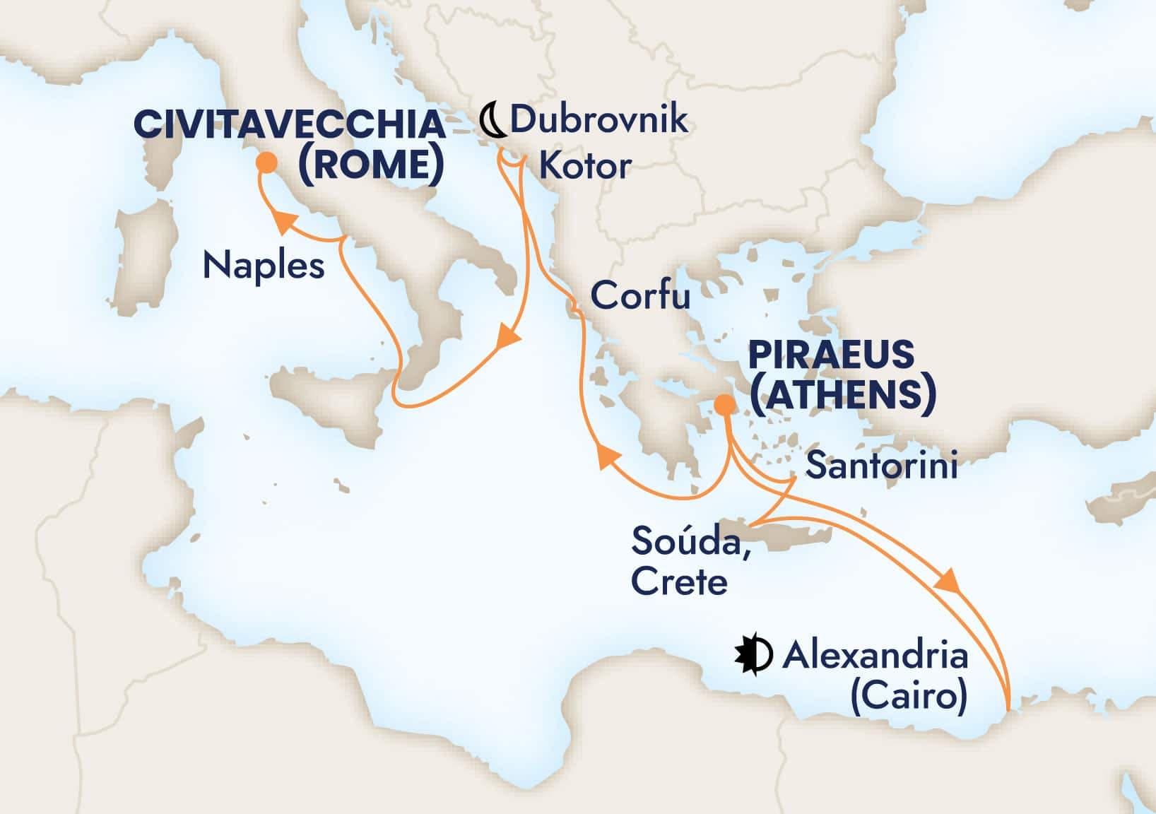 14 nights Mediterranean cruise on Nieuw Statendam
from ๐ฌ๐ท Athens to Civitavecchia (Rome), Italy