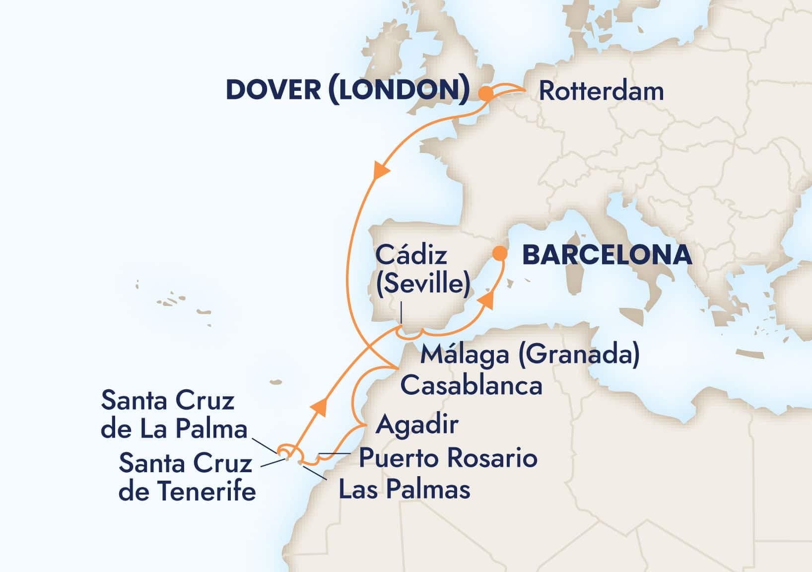 15 nights Mediterranean cruise on Nieuw Statendam
from Dover (London), England, UK to ๐ช๐ธ Barcelona