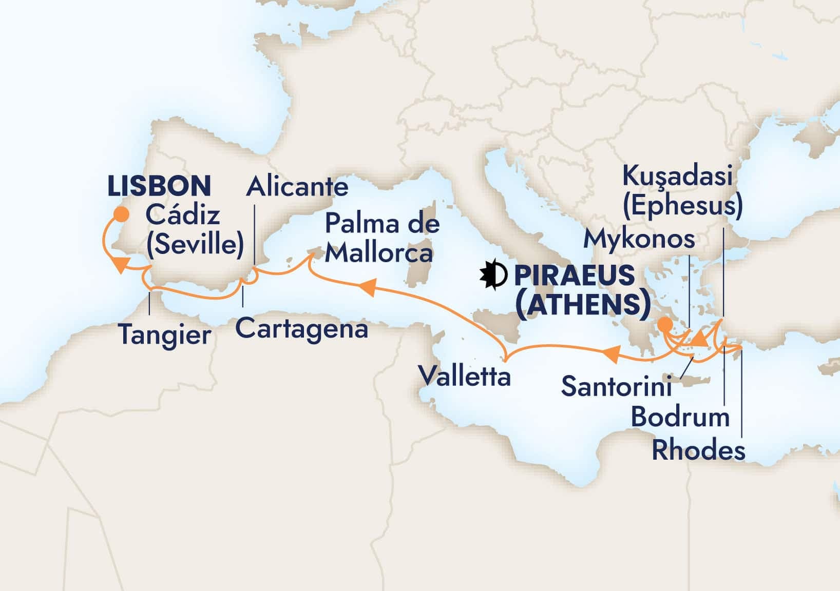 17 nights Mediterranean cruise on Nieuw Statendam
from ๐ฌ๐ท Athens to ๐ต๐น Lisbon