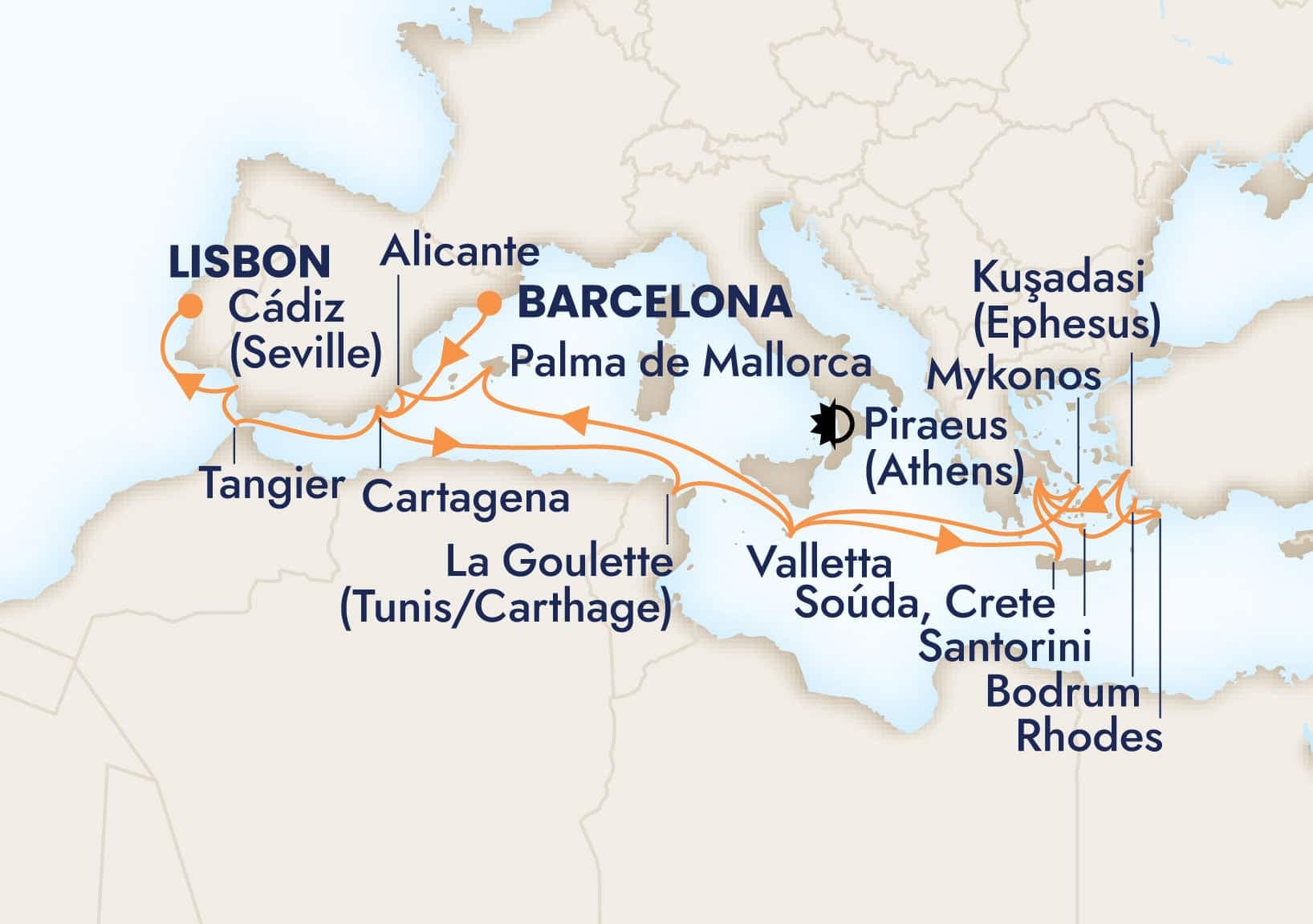 24 nights Mediterranean cruise on Nieuw Statendam
from ๐ช๐ธ Barcelona to ๐ต๐น Lisbon