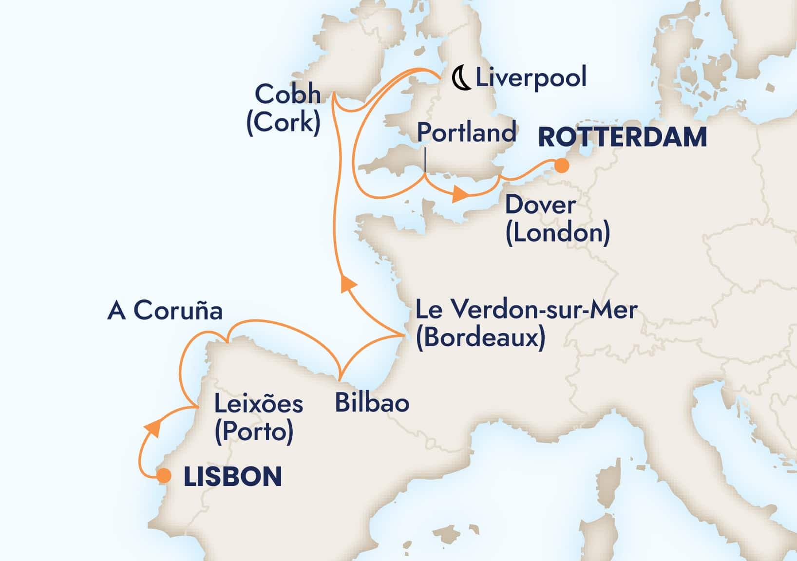 11 nights Mediterranean cruise on Nieuw Statendam
from ๐ต๐น Lisbon to ๐ณ๐ฑ Rotterdam