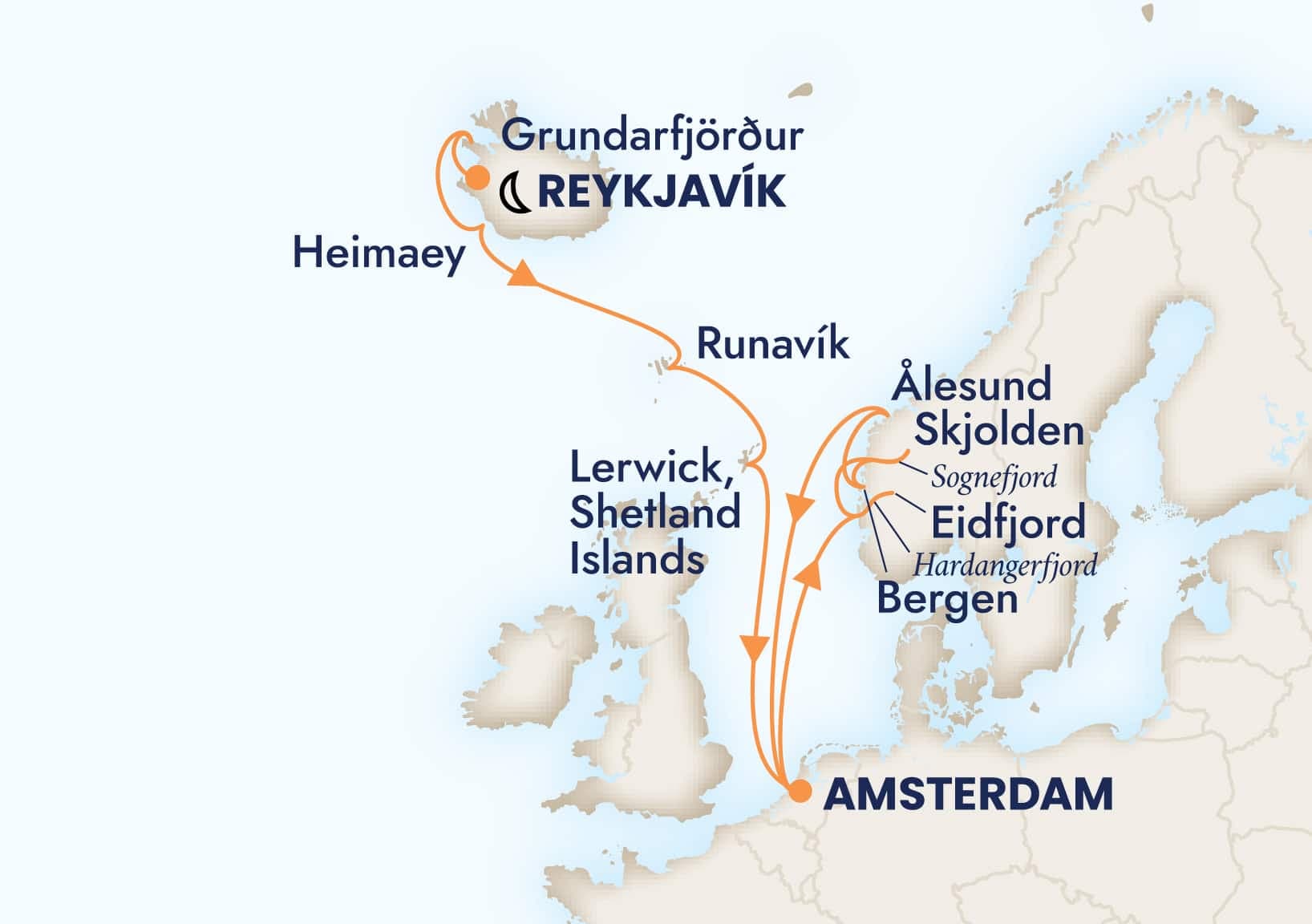 14 nights North European cruise on Zuiderdam
from 🇮🇸 ReykjavÃk to 🇳🇱 Amsterdam