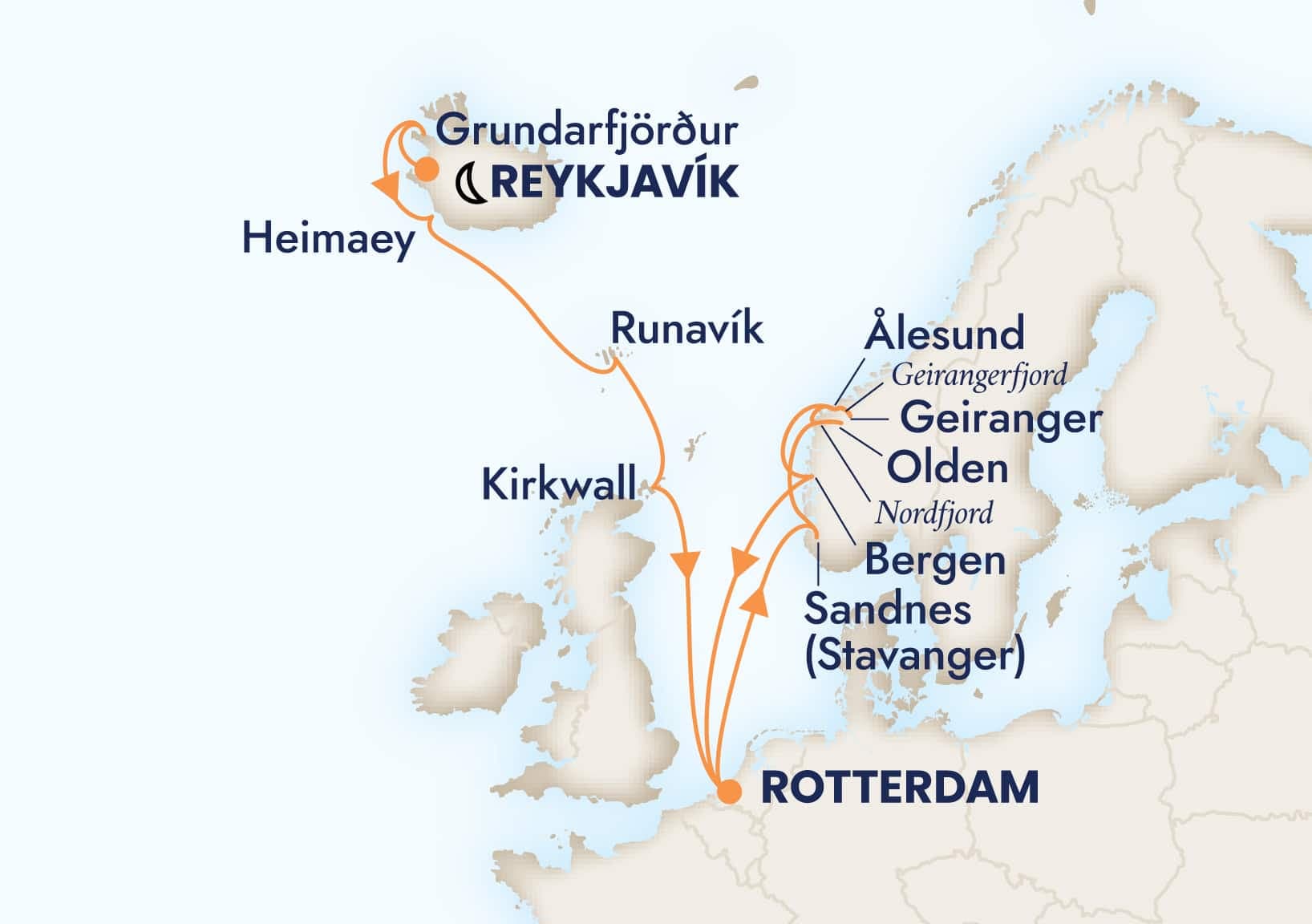 14 nights North European cruise on Rotterdam
from 🇮🇸 ReykjavÃk to 🇳🇱 Rotterdam