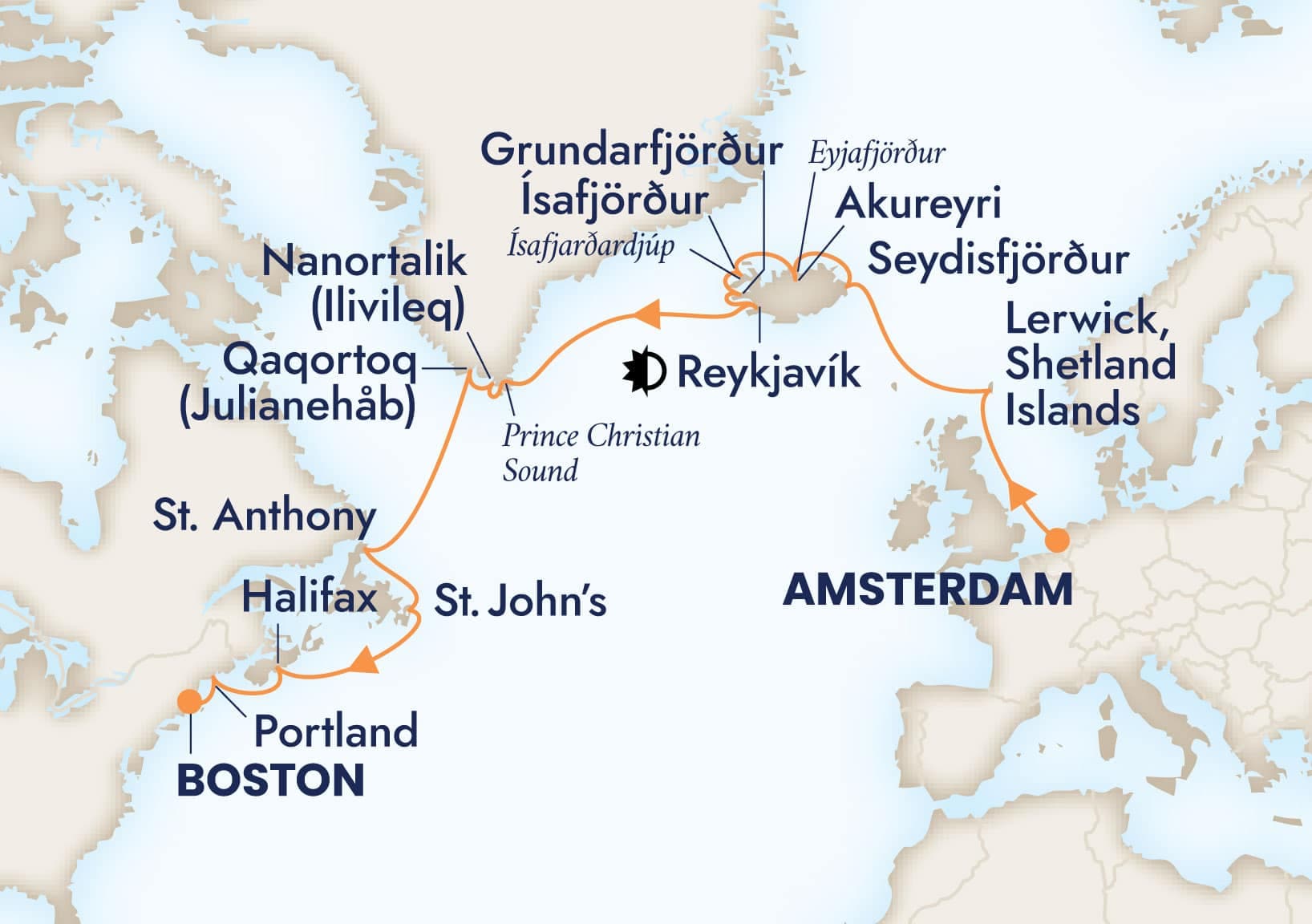 21 nights North European cruise on Zuiderdam
from ๐ณ๐ฑ Amsterdam to ๐บ๐ธ Boston