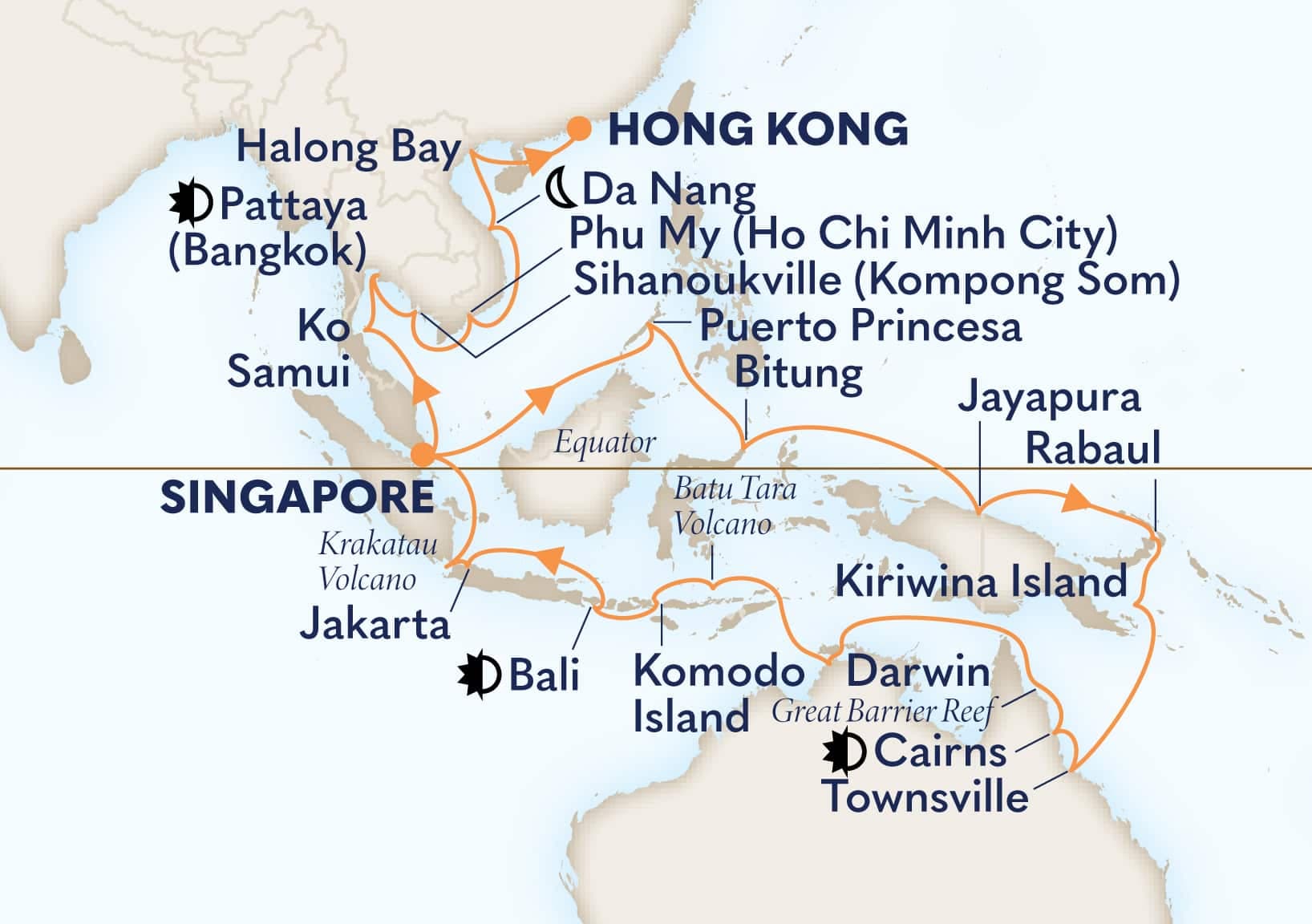 42 nights Asian cruise on Westerdam
from ๐ธ๐ฌ Singapore to ๐ญ๐ฐ Hong Kong