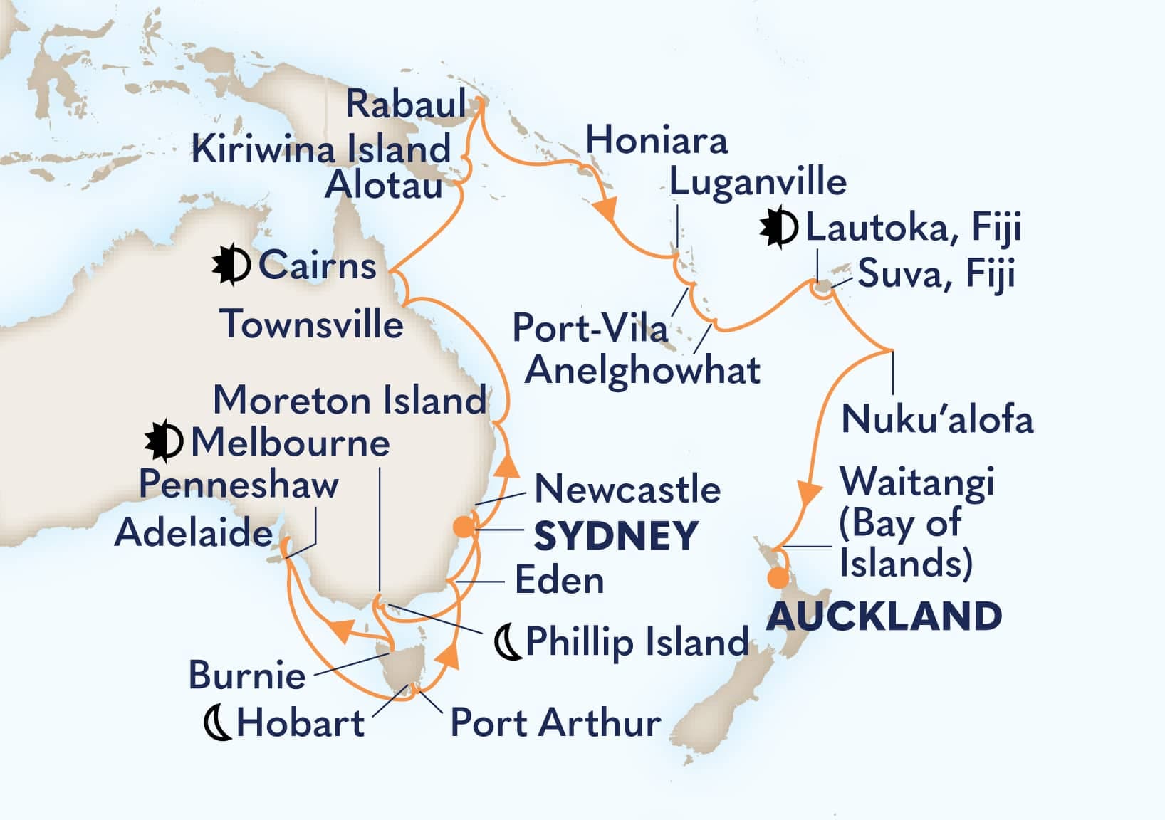 42 nights Oceanian cruise on Westerdam
from ๐ฆ๐บ Sydney to ๐ณ๐ฟ Auckland