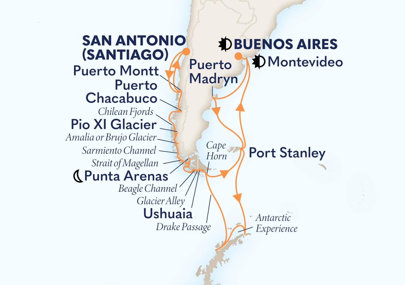 37 nights South American cruise on Nieuw Amsterdam
from ๐จ๐ฑ San Antonio