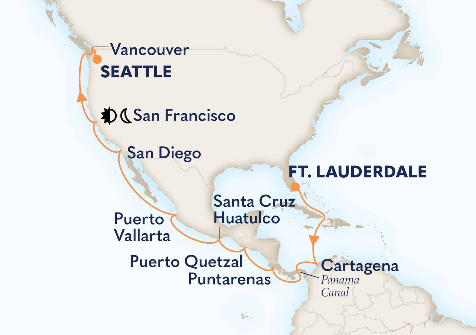 21 nights Panama canal cruise on Eurodam
from ๐บ๐ธ Fort Lauderdale to ๐บ๐ธ Seattle