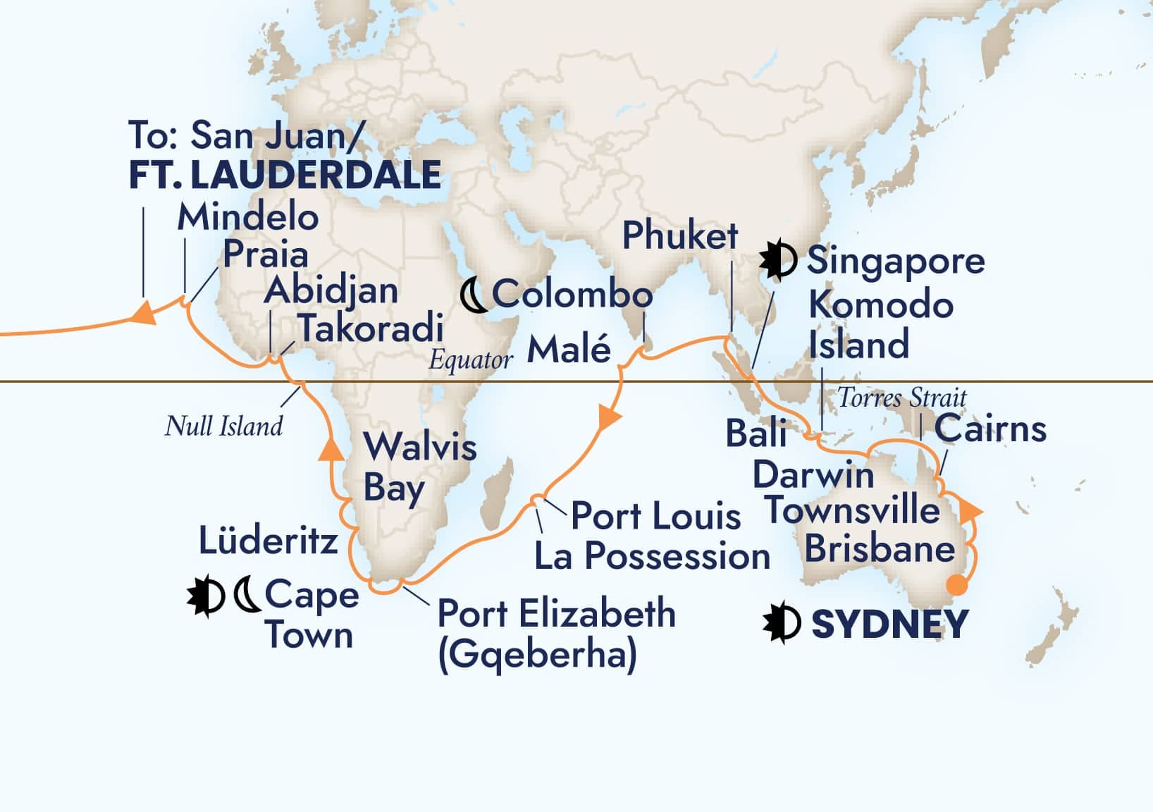 63 nights Extraordinary cruise on Volendam
from ๐ฆ๐บ Sydney to ๐บ๐ธ Fort Lauderdale
