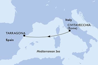 2 nights North European cruise on MSC Meraviglia
from 🇮🇹 Civitavecchia to 🇪🇸 Tarragona