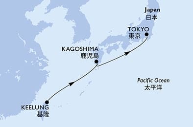 4 nights Asian cruise on MSC Bellissima
from 🇹🇼 Keelung (Chilung) to 🇯🇵 Tokyo