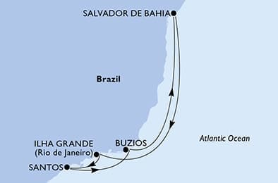 6 nights South American cruise on MSC Virtuosa
from 🇧🇷 Salvador