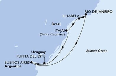 8 nights South American cruise on MSC Splendida
from 🇦🇷 Buenos Aires