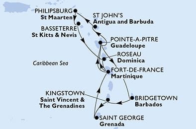 14 nights Caribbean cruise on MSC World Asia
from 🇧🇧 Bridgetown
