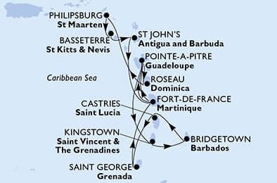 14 nights Caribbean cruise on MSC World Asia
from 🇧🇧 Bridgetown