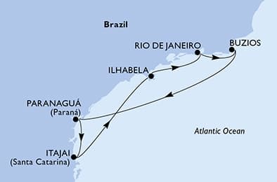 6 nights South American cruise on MSC Musica
from 🇧🇷 Itajaí
