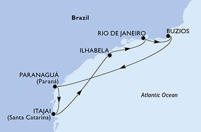6 nights South American cruise on MSC Musica
from 🇧🇷 Rio de Janeiro