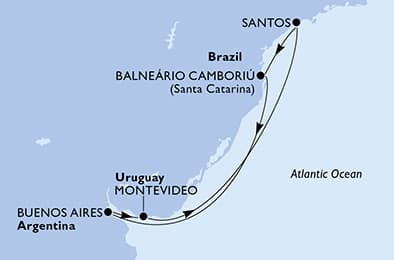 7 nights South American cruise on MSC Meraviglia
from 🇦🇷 Buenos Aires