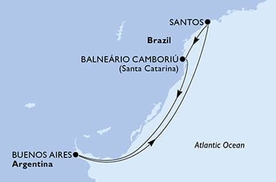 6 nights South American cruise on MSC Meraviglia
from 🇧🇷 Camboriu