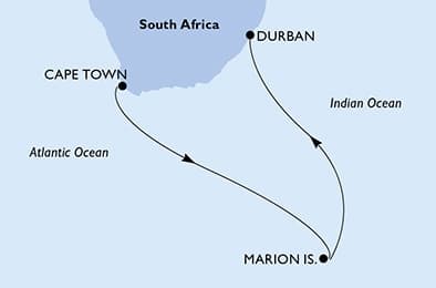 7 nights South African cruise on MSC Sinfonia
from 🇿🇦 Cape Town to 🇿🇦 Durban
