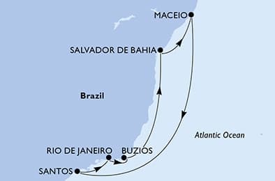 8 nights South American cruise on MSC Virtuosa
from 🇧🇷 Salvador