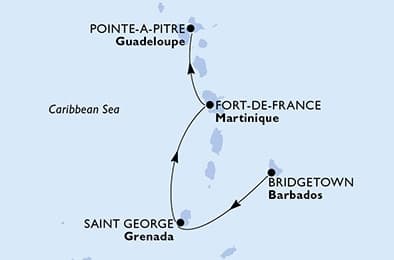 4 nights Extraordinary cruise on MSC World Europa
from 🇧🇧 Bridgetown to 🇬🇵 Pointe-à -Pitre