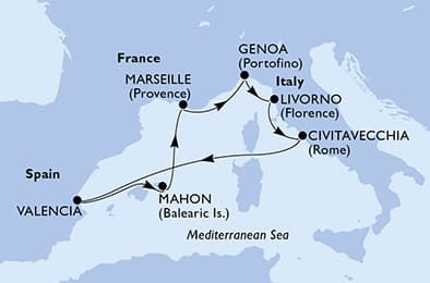 7 nights Mediterranean cruise on MSC Sinfonia
from 🇪🇸 Valencia