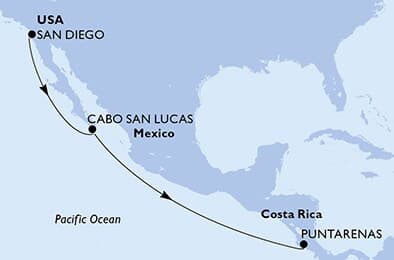 7 nights cruise on MSC Poesia
from 🇺🇸 San Diego to 🇨🇷 Puntarenas