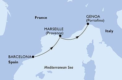 2 nights Mediterranean cruise on MSC World Europa
from 🇪🇸 Barcelona to 🇮🇹 Genova
