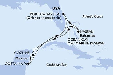 7 nights Caribbean cruise on MSC Grandiosa
from 🇺🇸 Port Canaveral