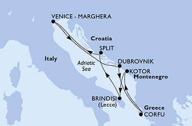 7 nights Mediterranean cruise on MSC Armonia
from 🇮🇹 Brindisi
