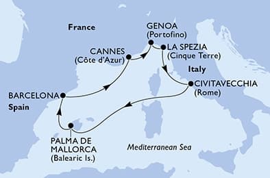 7 nights Mediterranean cruise on MSC Grandiosa
from 🇪🇸 Barcelona