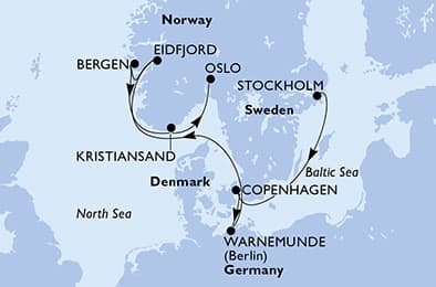 8 nights North European cruise on MSC Magnifica
from 🇸🇪 Stockholm to 🇳🇴 Oslo