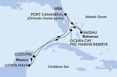 7 nights Caribbean cruise on MSC Grandiosa
from 🇺🇸 Port Canaveral