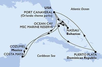 14 nights Caribbean cruise on MSC Grandiosa
from 🇺🇸 Port Canaveral