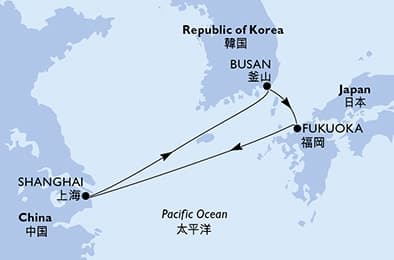 5 nights Asian cruise on MSC Bellissima
from 🇨🇳 Shanghai