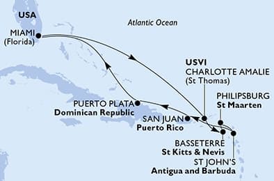 10 nights Caribbean cruise on MSC Poesia
from 🇺🇸 Miami